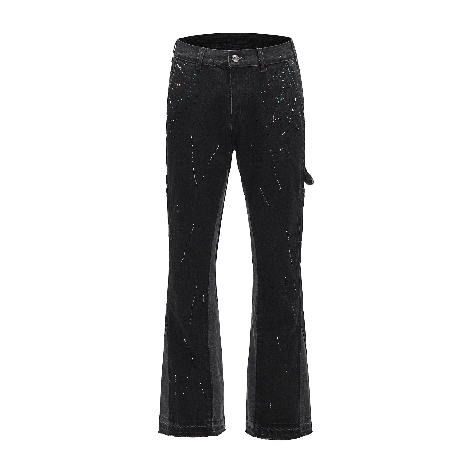 Splattered Paint Black Flared Jeans