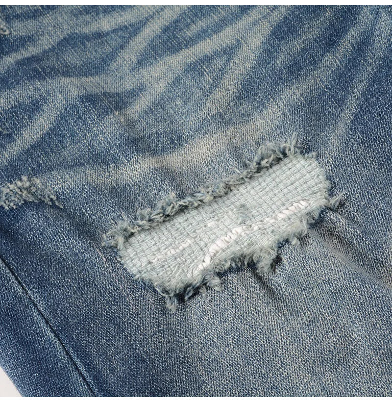 Black Leather Patchwork Dark Blue Skinny Jeans