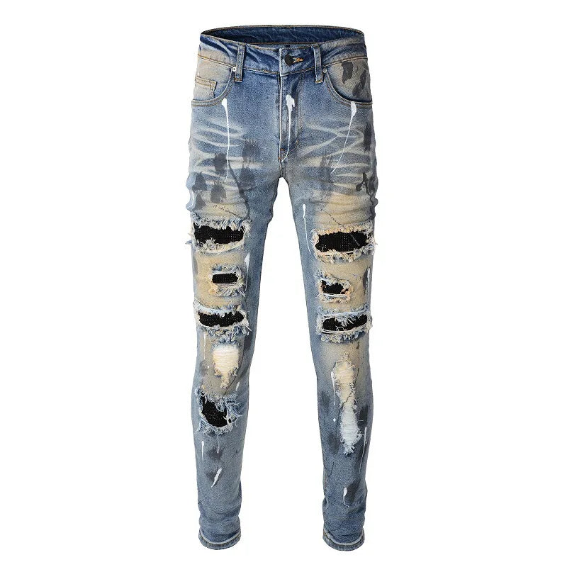 Black Diamond Painted Slim Fit Jeans