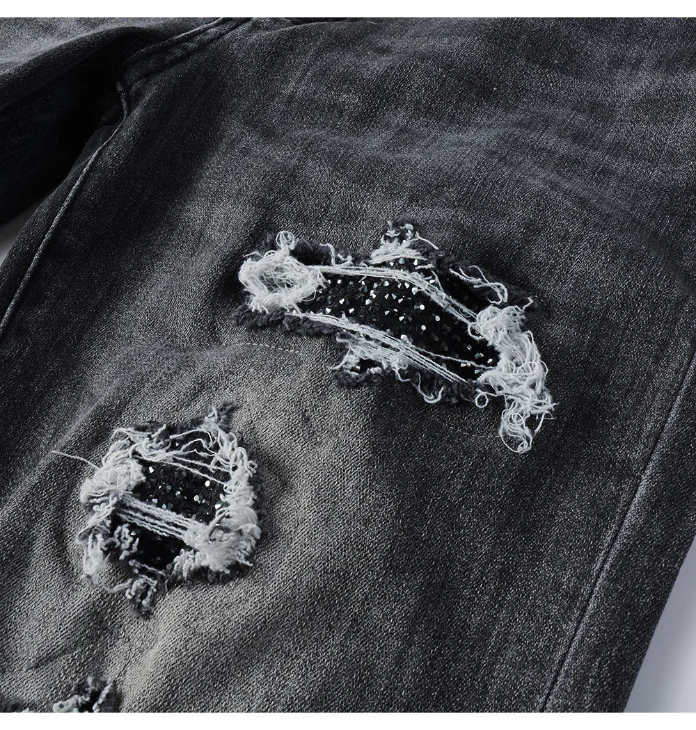 Black Diamond Painted Gray Skinny Jeans