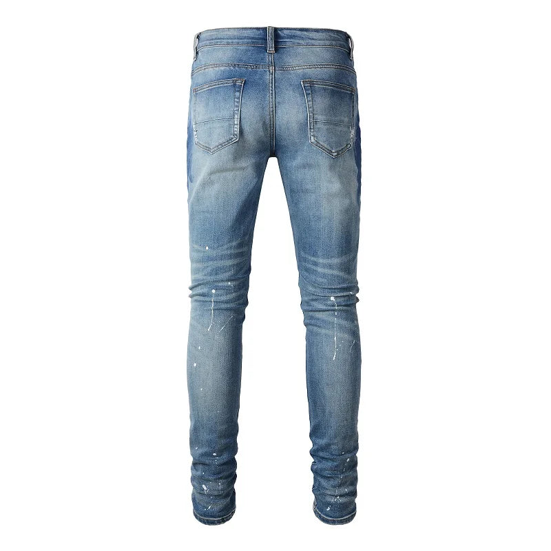 Blue Diamond Painted Skinny Jeans