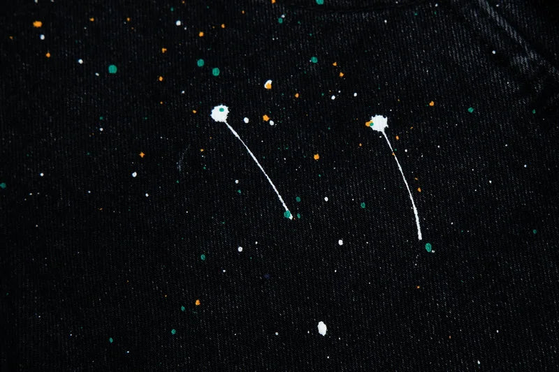 Splattered Paint Black Flared Jeans