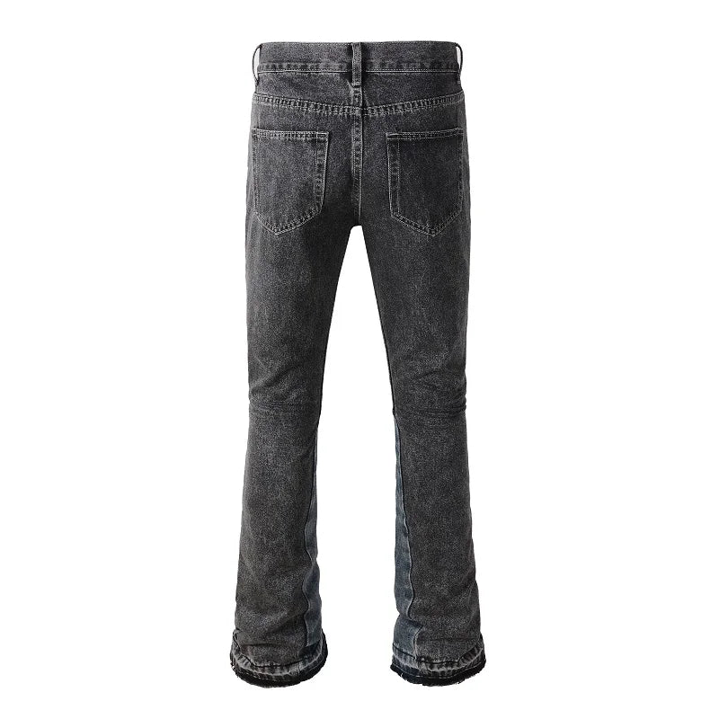 Gray Sliced Sides Flared Jeans