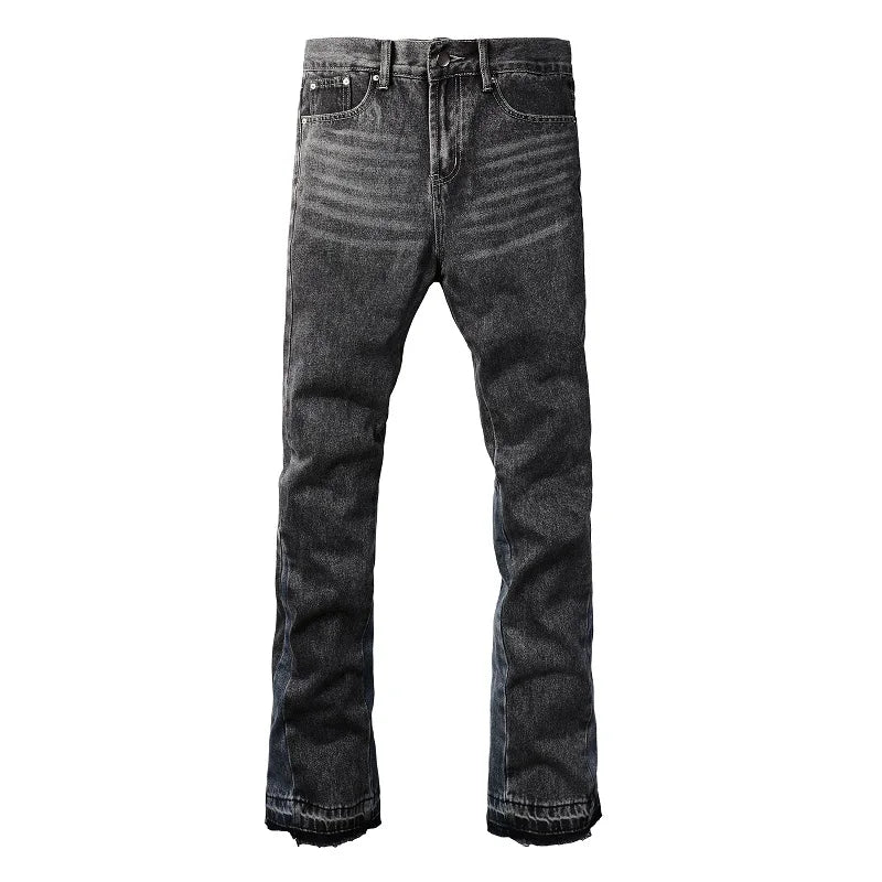 Gray Sliced Sides Flared Jeans