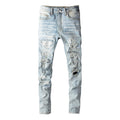 Diamond Patchwork Light Blue Skinny Jeans