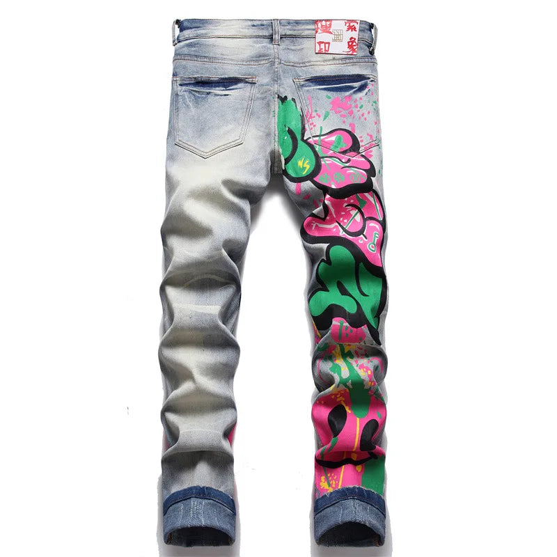 Street Graffiti Slim Fit Jeans