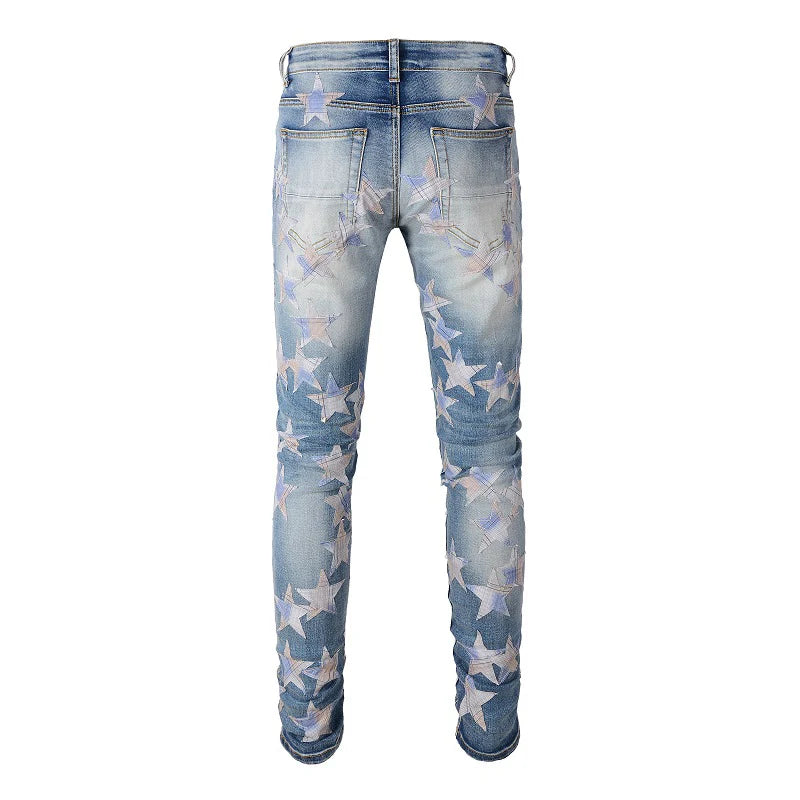Pattern Stars Skinny Jeans