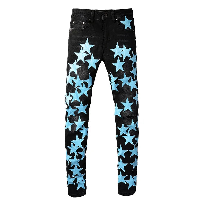 Light Blue Stars Skinny Jeans