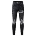 Diamond Patchwork Black Skinny Jeans
