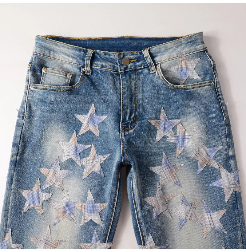 Pattern Stars Skinny Jeans