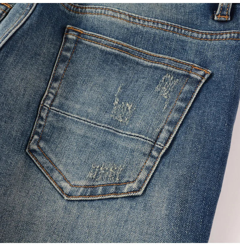 Black Leather Patchwork Dark Blue Skinny Jeans