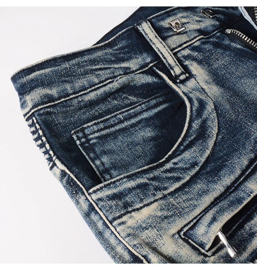 Biker Ripped & Repaired Slim Fit Jeans