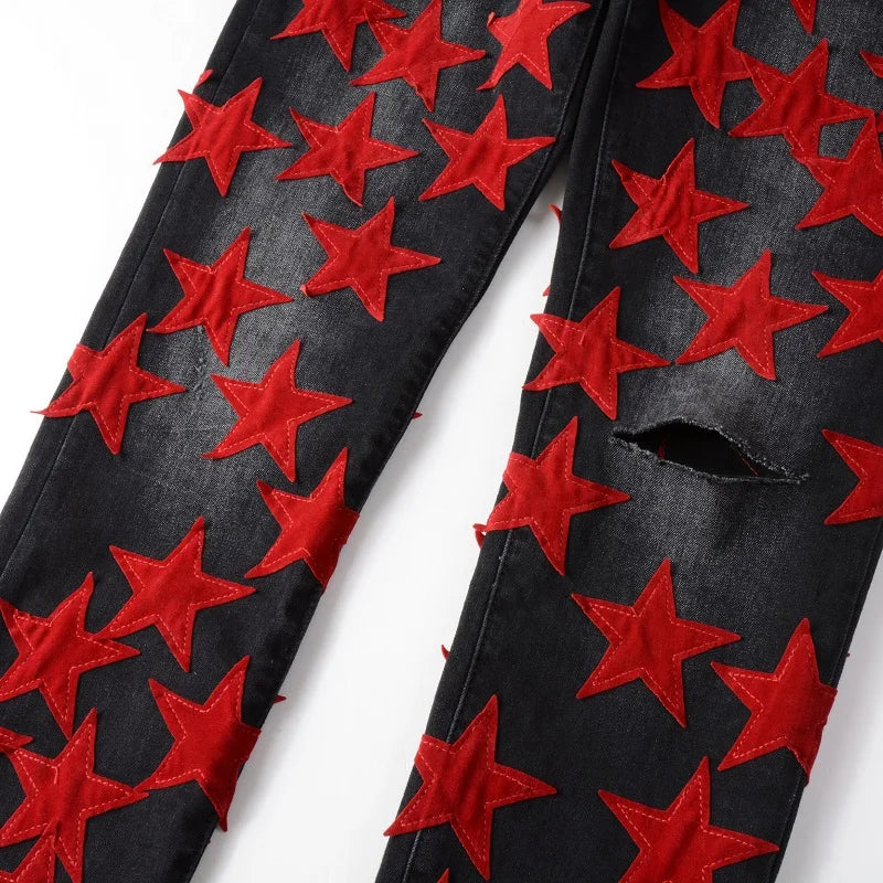 Red Stars Skinny Jeans