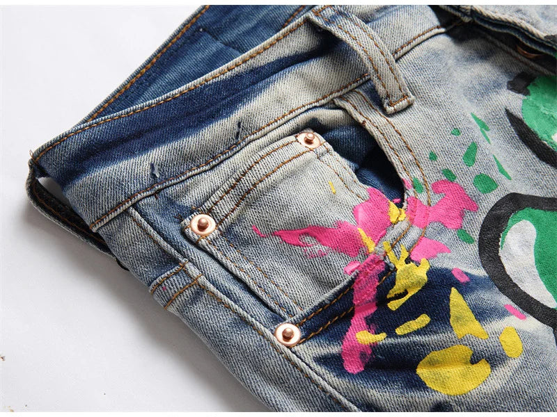 Street Graffiti Slim Fit Jeans