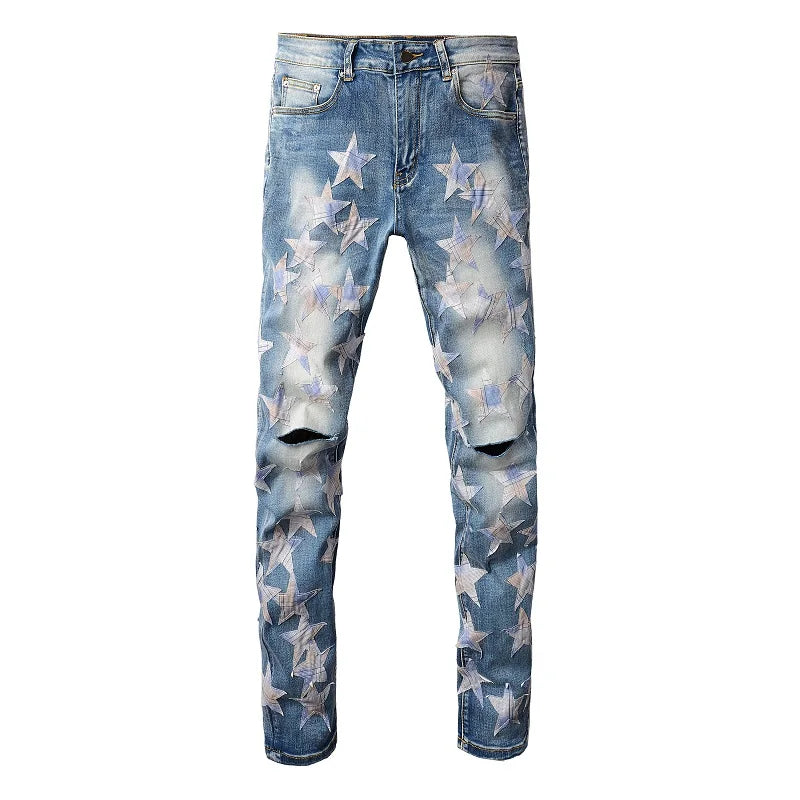 Pattern Stars Skinny Jeans