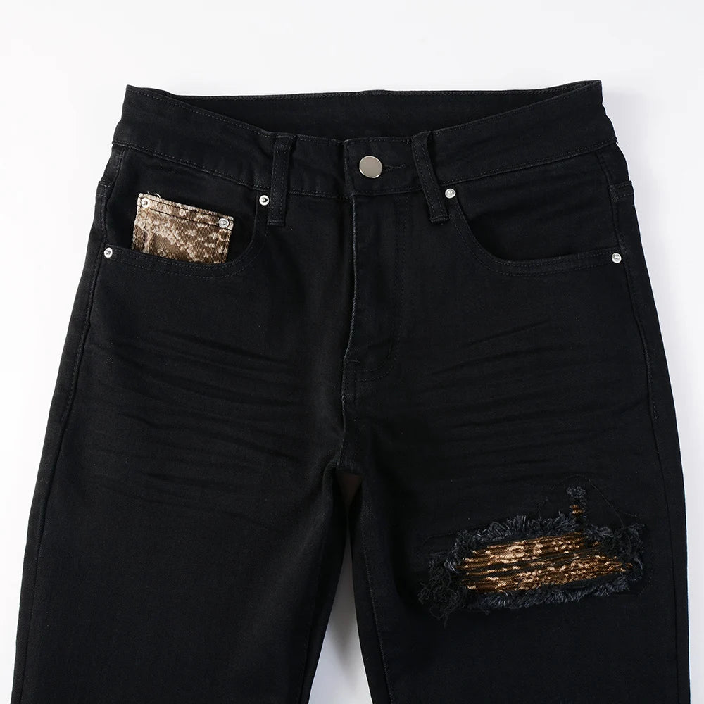 Python Patchwork Skinny Jeans