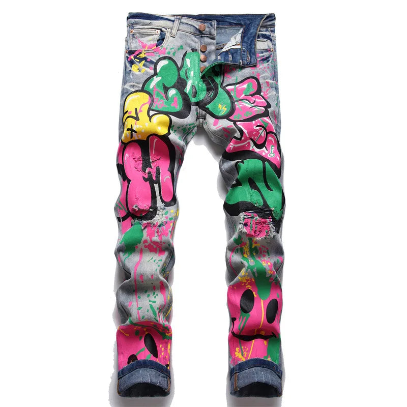 Street Graffiti Slim Fit Jeans