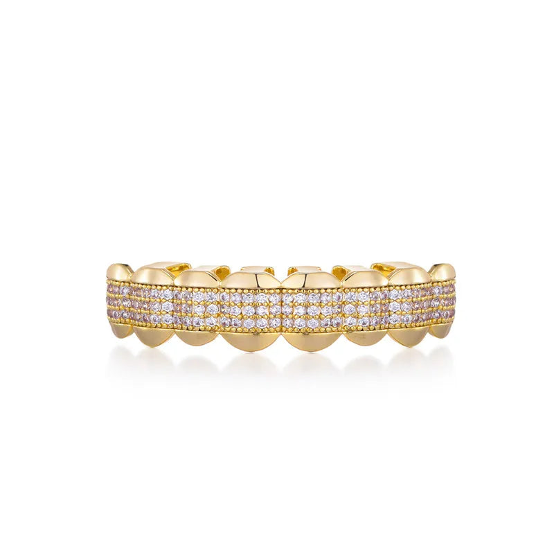 D&Z New CZ Stone Teeth Grillz Top & Bottom Grills Brass Material Teeth Caps Cosplay Party Rapper Hip Hop Jewelry