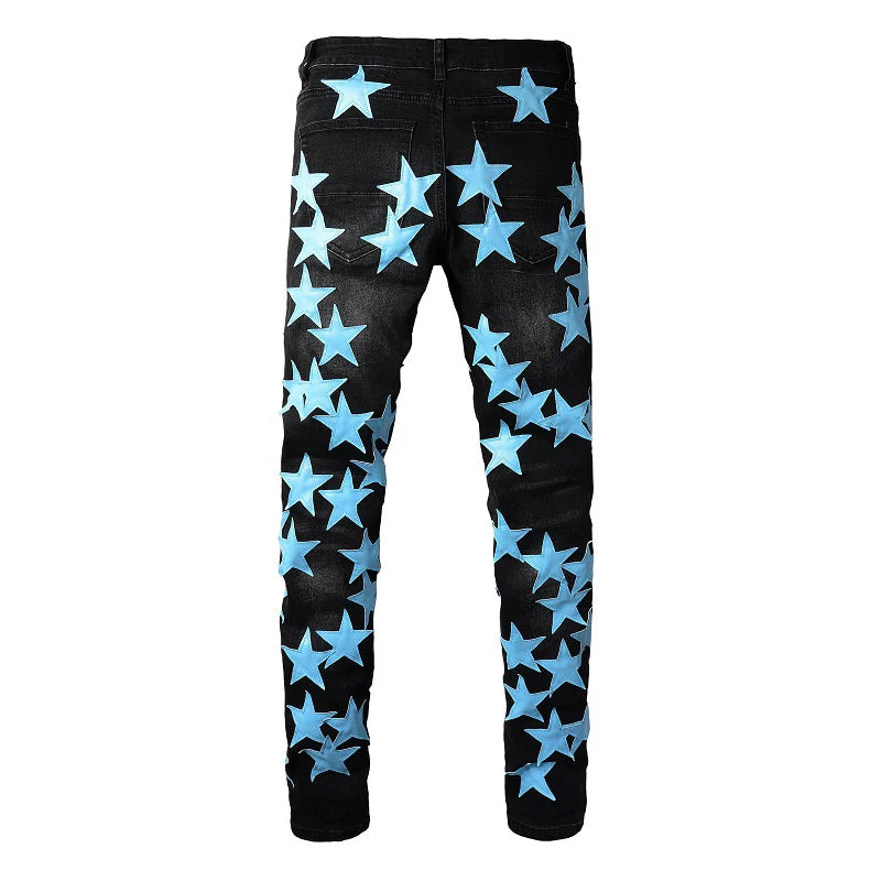 Light Blue Stars Skinny Jeans