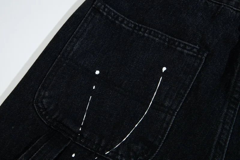 Splattered Paint Black Flared Jeans
