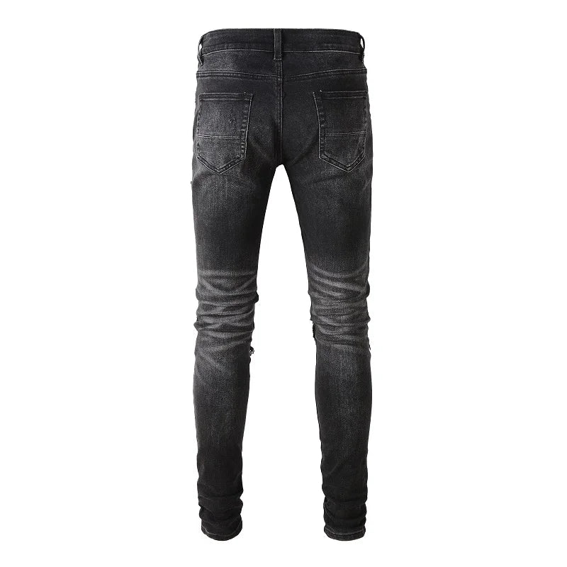 Black Bandana Patchwork Skinny Jeans