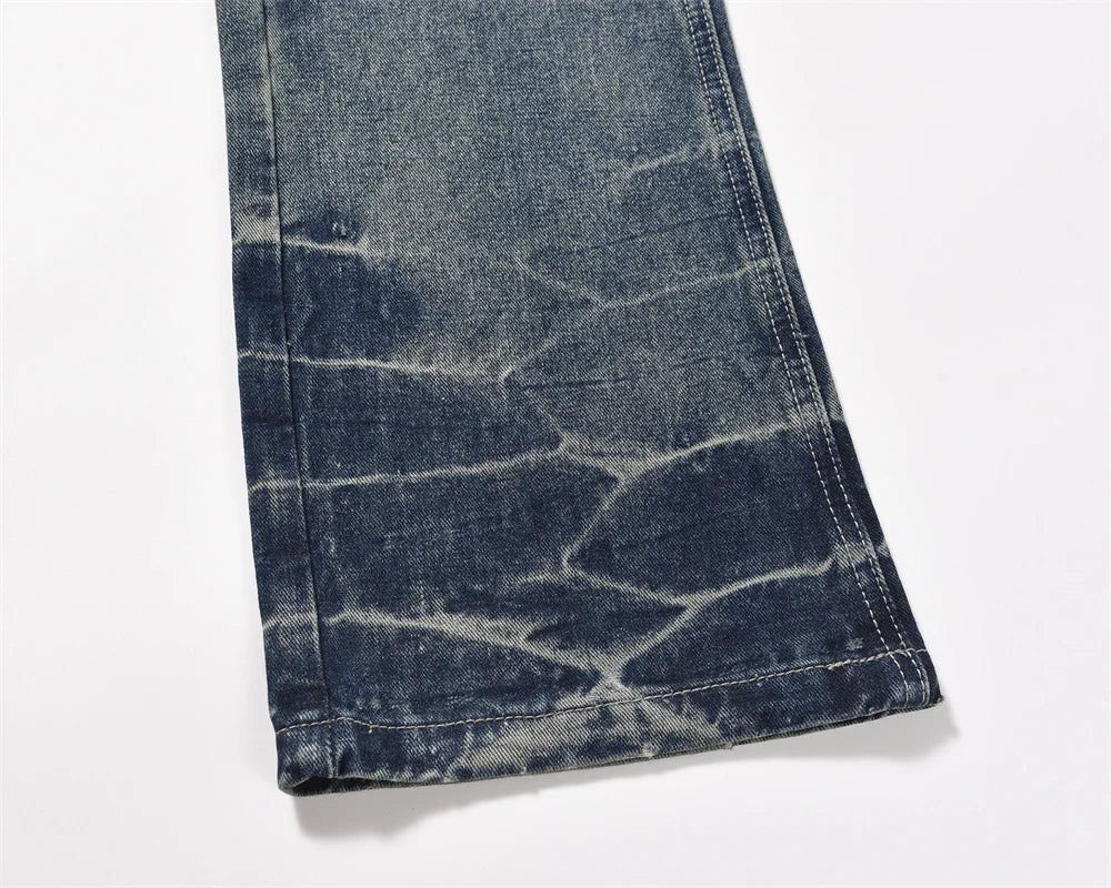 Folded Blue Flared Jeans