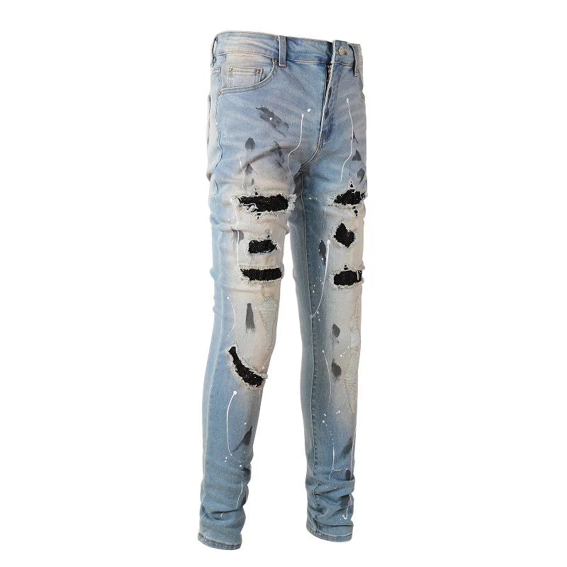 Black Diamond Painted Skinny Jeans