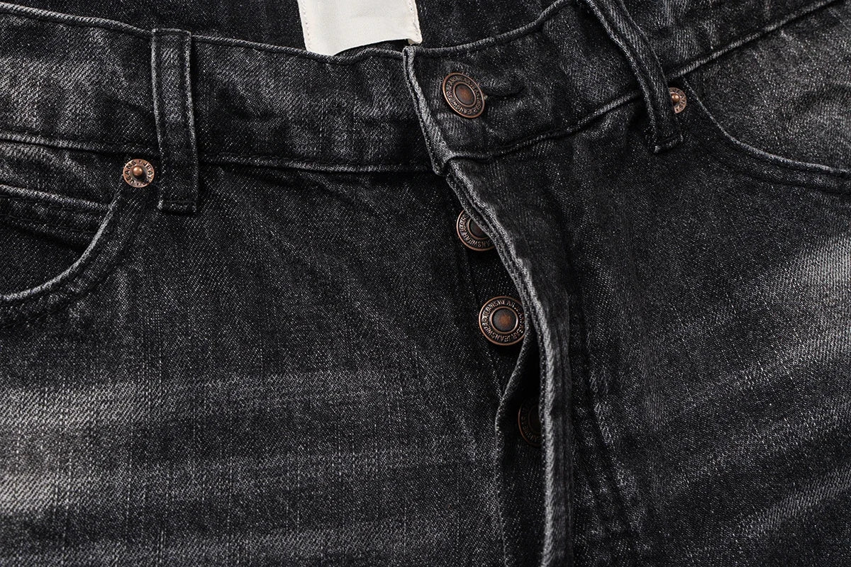 Gray Ripped Flared Jeans