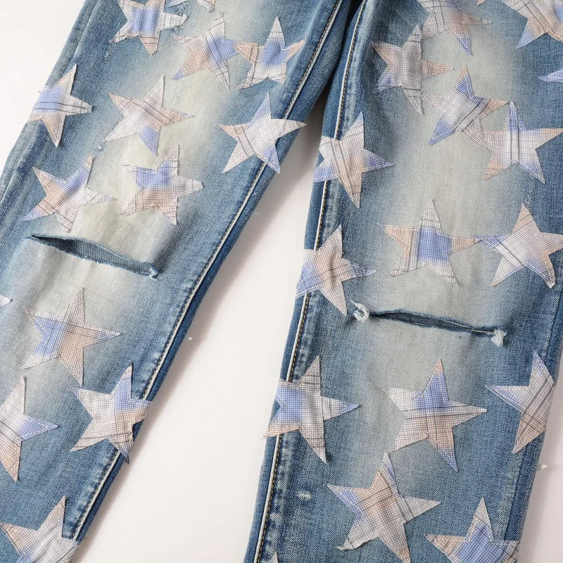 Pattern Stars Skinny Jeans