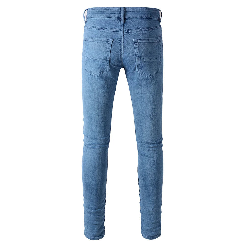 Blue on Blue Patchwork Skinny Jeans