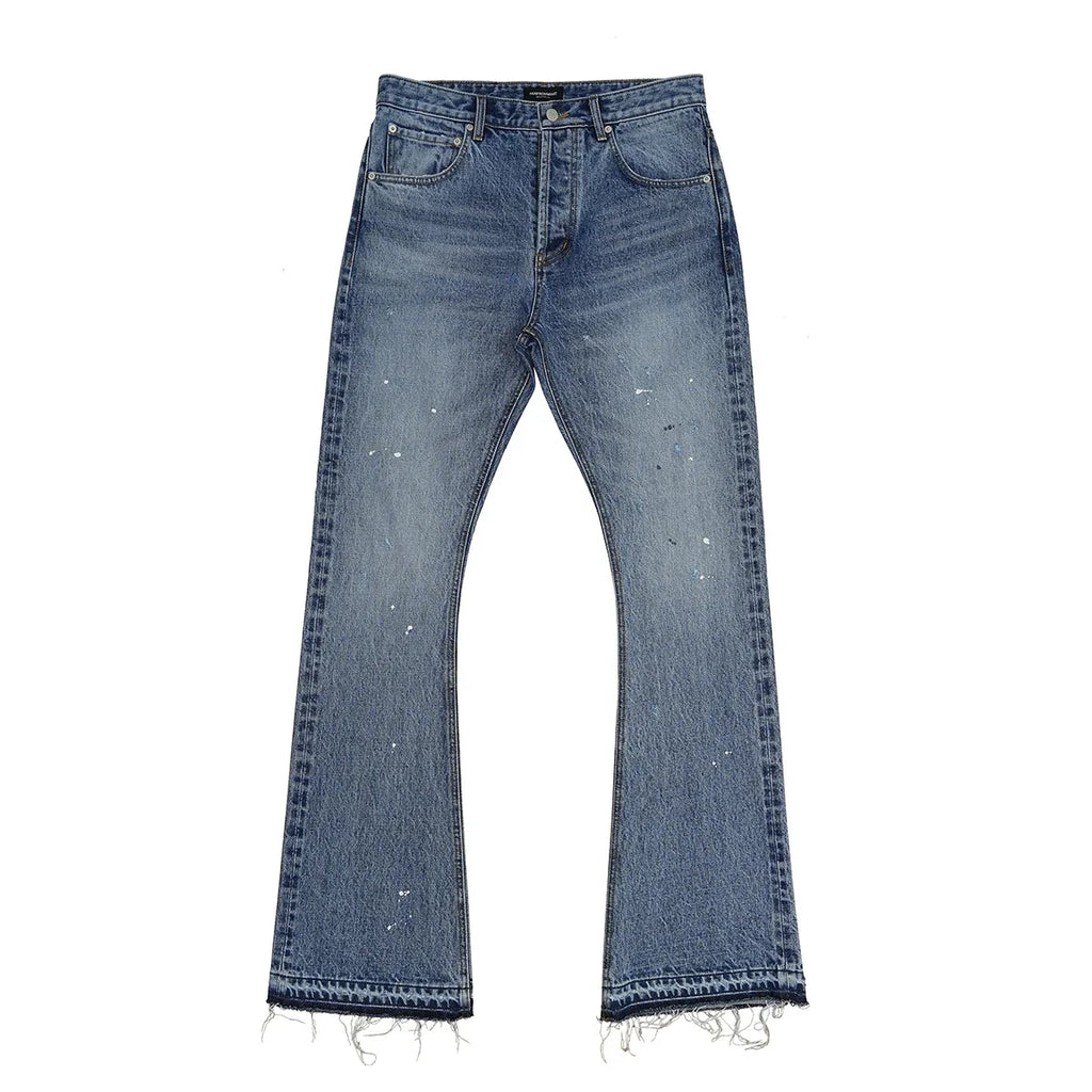 Splattered Paint Blue Flared Jeans