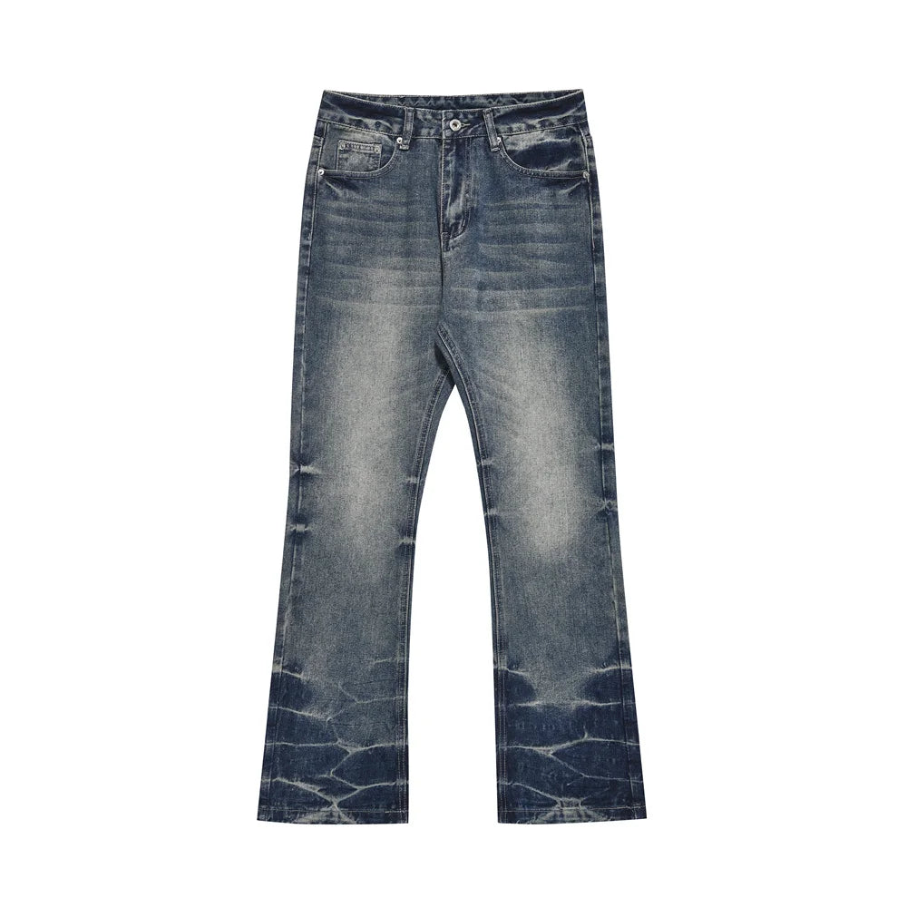 Folded Blue Flared Jeans