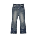 Folded Blue Flared Jeans