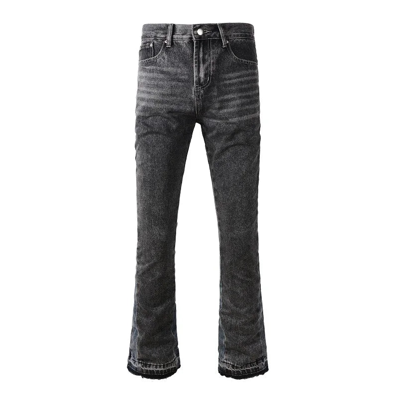 Gray Sliced Sides Flared Jeans