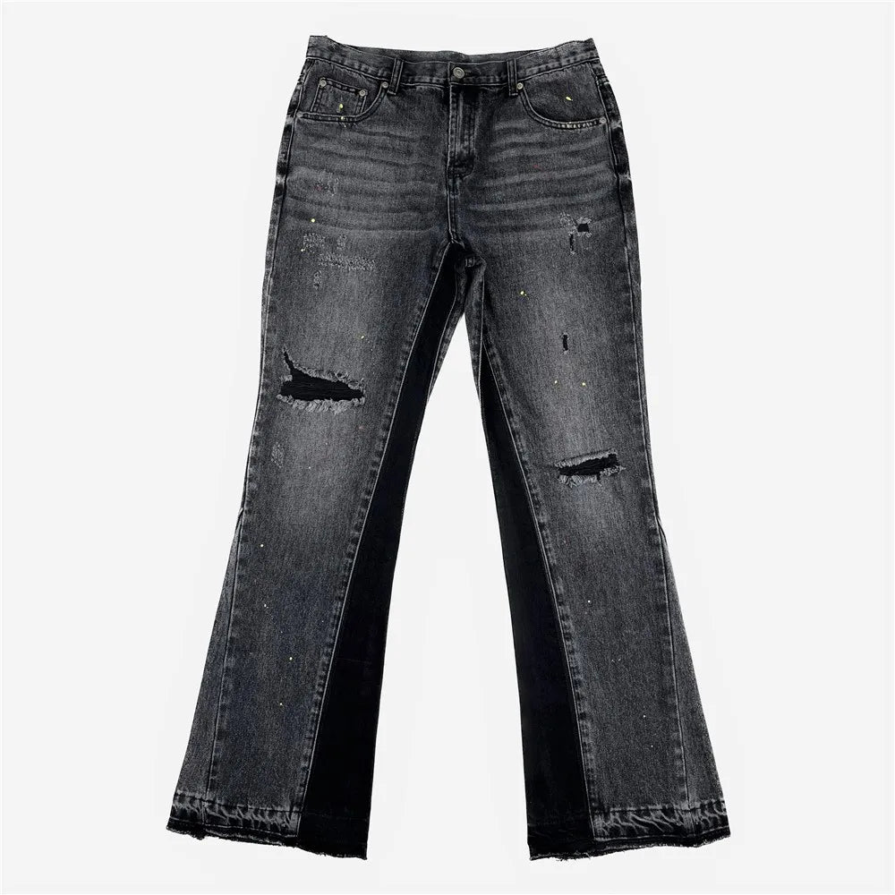 Black Cut Flared Jeans