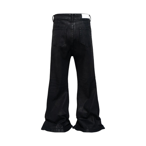 Black Pleated Flared Jeans