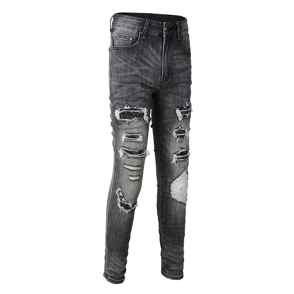 Black Diamond Painted Gray Skinny Jeans