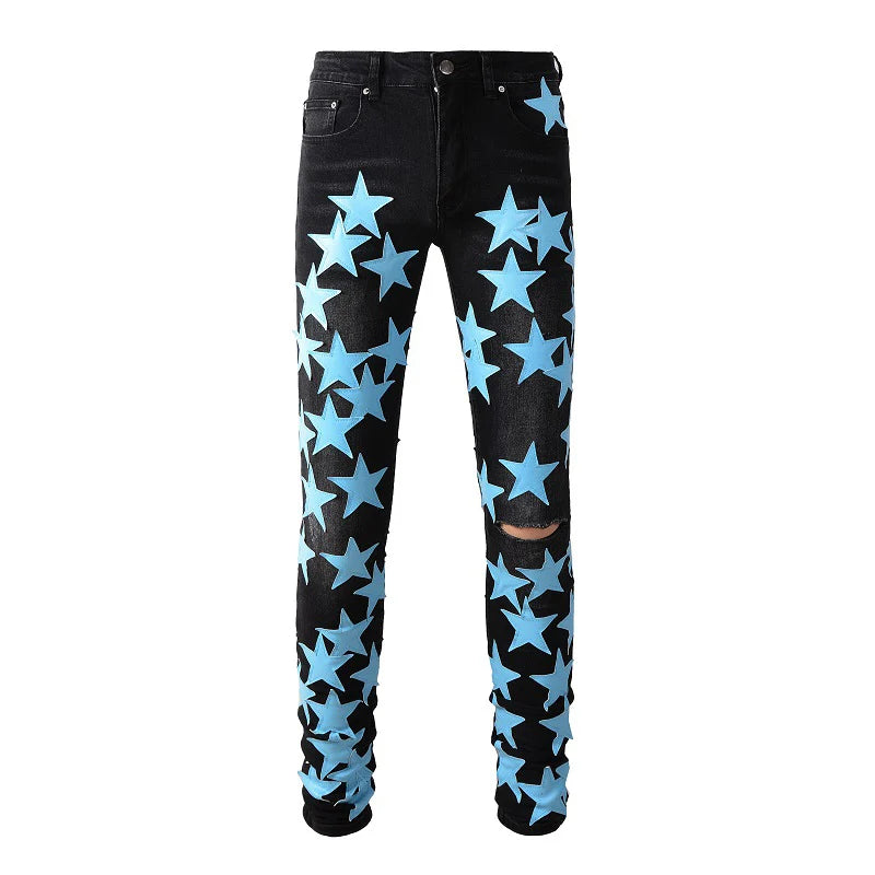 Light Blue Stars Skinny Jeans