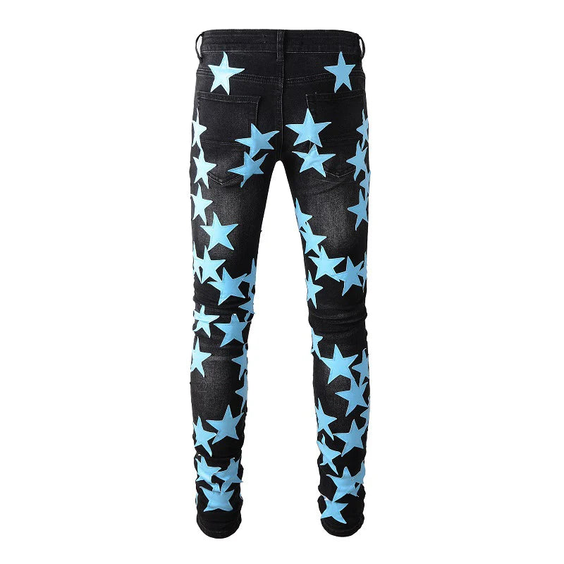 Light Blue Stars Skinny Jeans