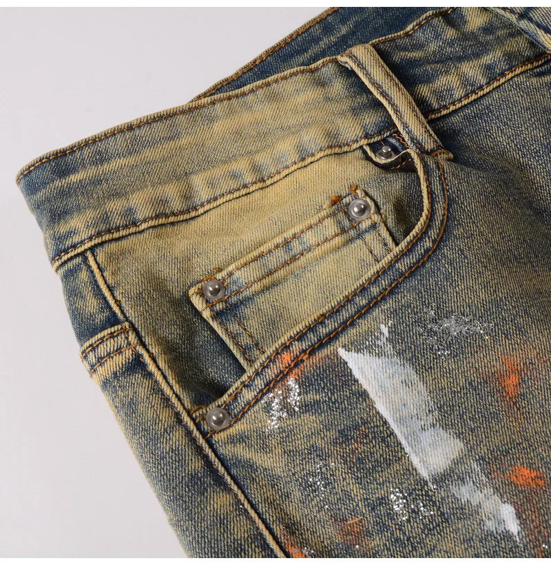 Painted Dirty Washed Skinny Jeans