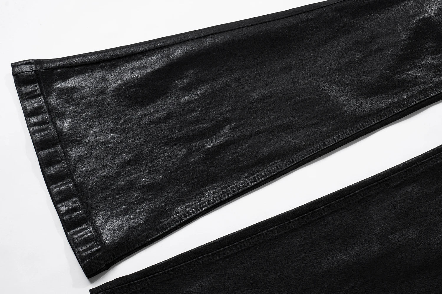 Black Patched Cerated Stacked Jeans