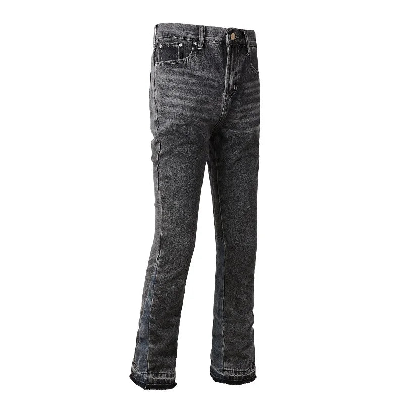 Gray Sliced Sides Flared Jeans