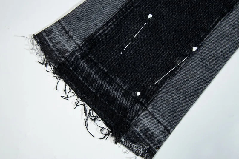 Splattered Paint Black Flared Jeans