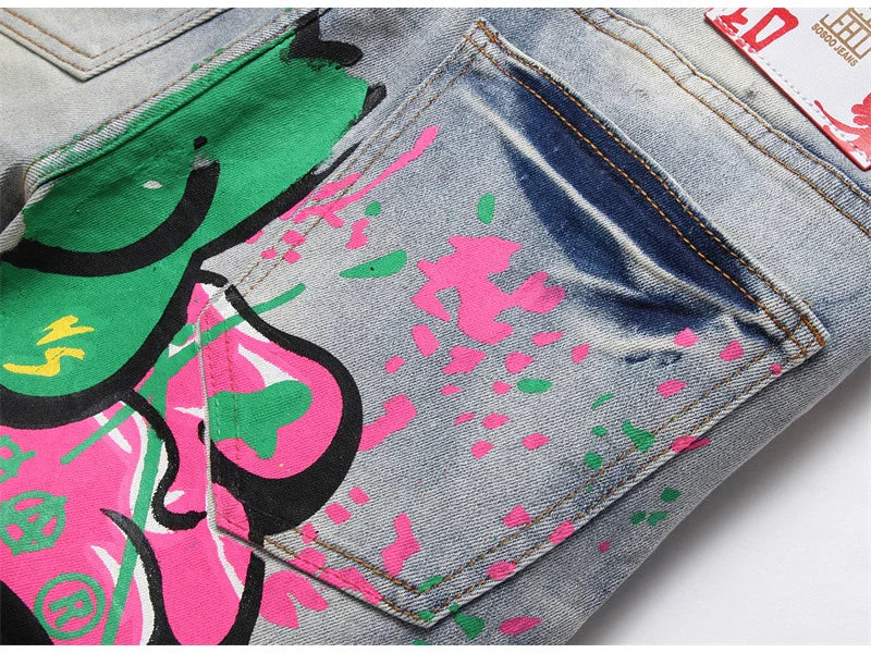 Street Graffiti Slim Fit Jeans