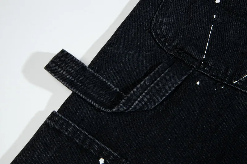 Splattered Paint Black Flared Jeans