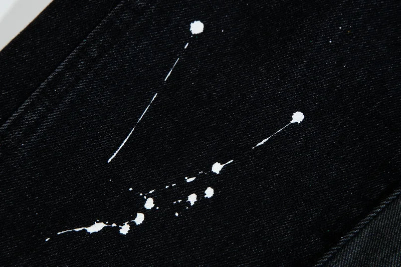 Splattered Paint Black Flared Jeans