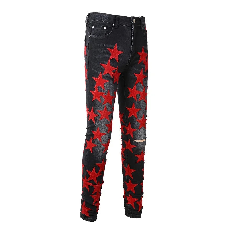Red Stars Skinny Jeans
