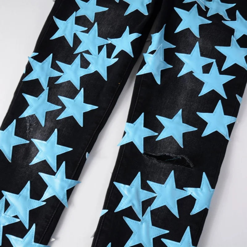 Light Blue Stars Skinny Jeans