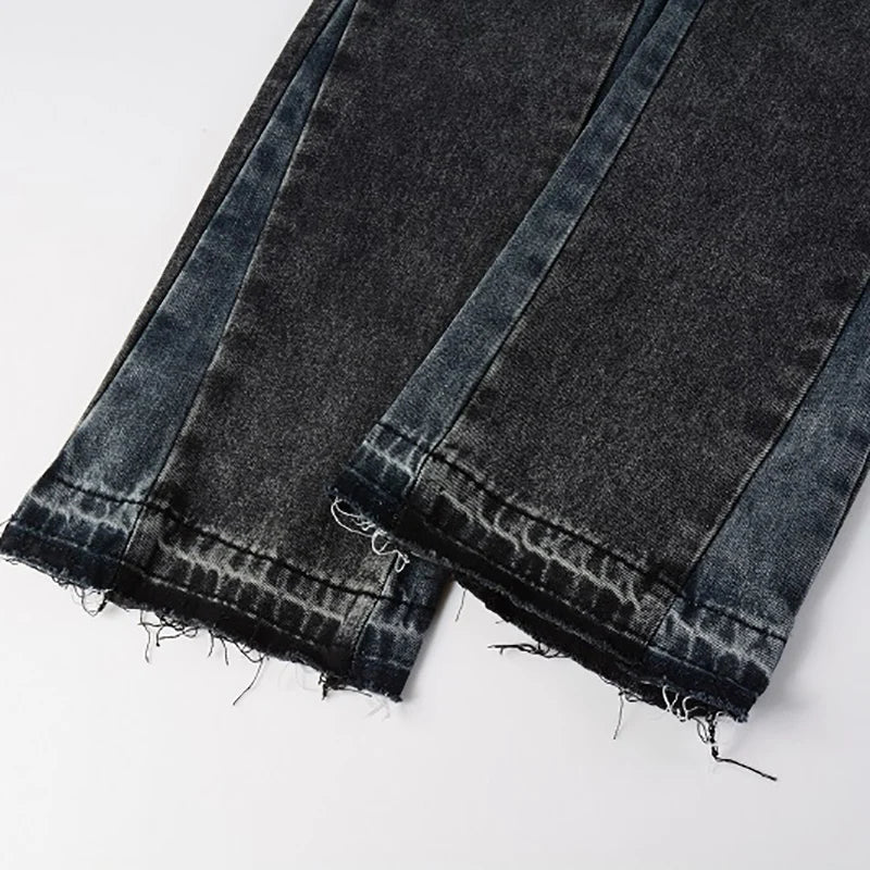 Gray Sliced Sides Flared Jeans