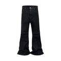 Black Pleated Flared Jeans